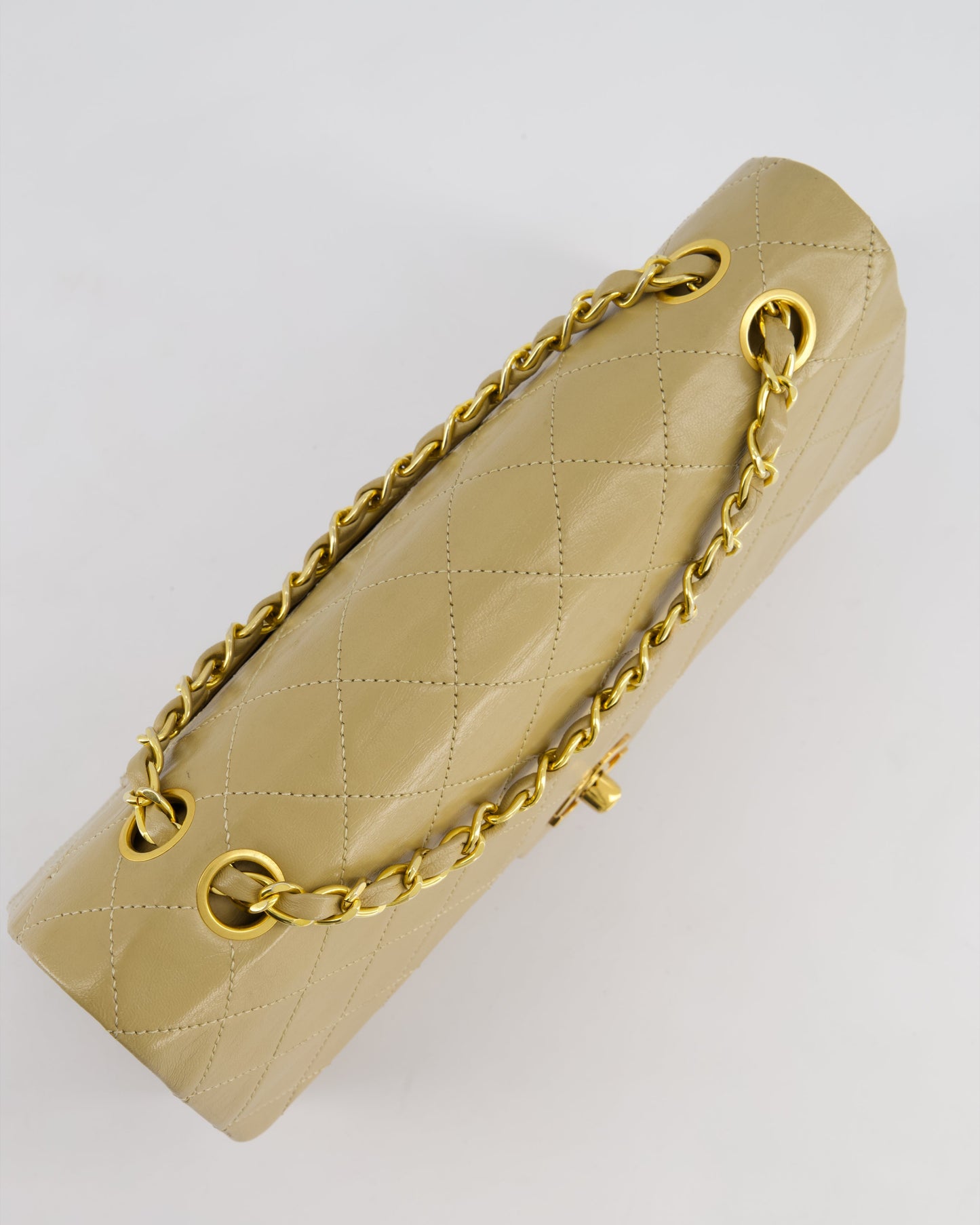 Chanel Vintage Beige Medium Double Flap Bag in Lambskin Leather with 24K Gold Hardware