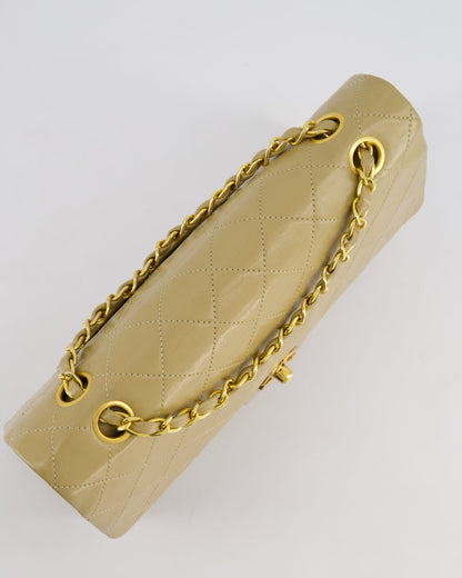 Chanel Vintage Beige Medium Double Flap Bag in Lambskin Leather with 24K Gold Hardware