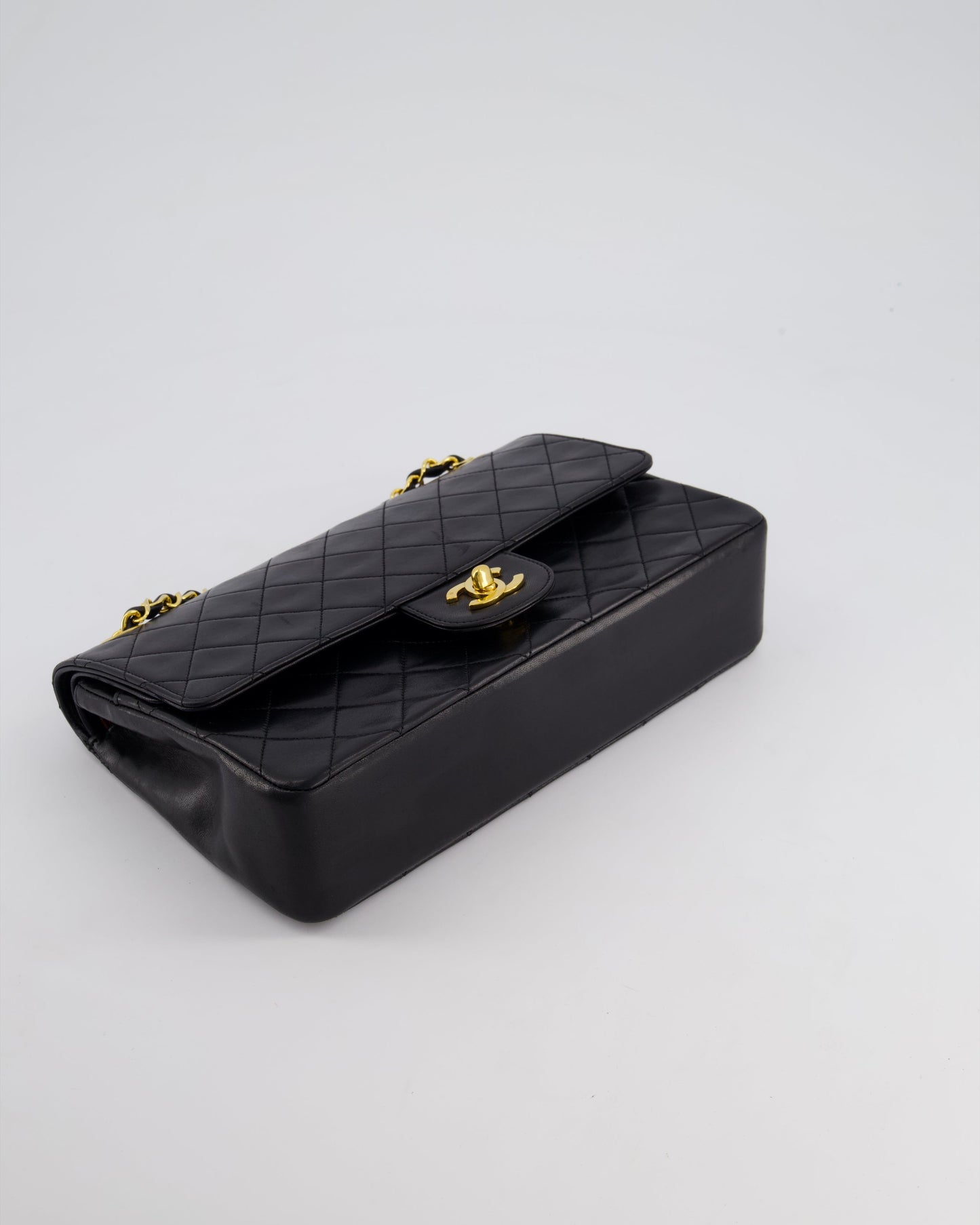 Chanel Vintage Black Medium Classic Double Flap Bag in Lambskin Leather with 24K Gold Hardware