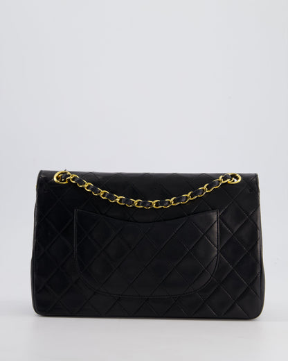 Chanel Vintage Black Medium Classic Double Flap Bag in Lambskin Leather with 24K Gold Hardware