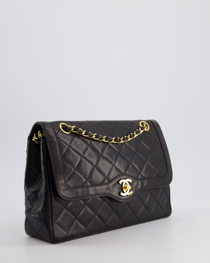 Chanel Black Double Flap Bag in Lambskin Leather with Mixed Hardware