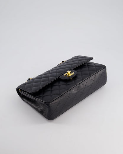 Chanel Black Medium Classic Double Flap Bag in Caviar Leather with Gold Hardware