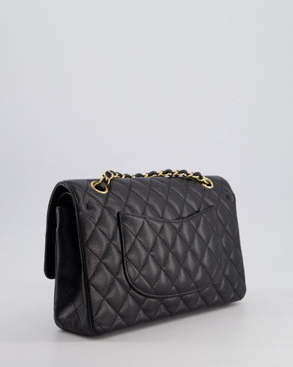 Chanel Black Medium Classic Double Flap Bag in Caviar Leather with Gold Hardware