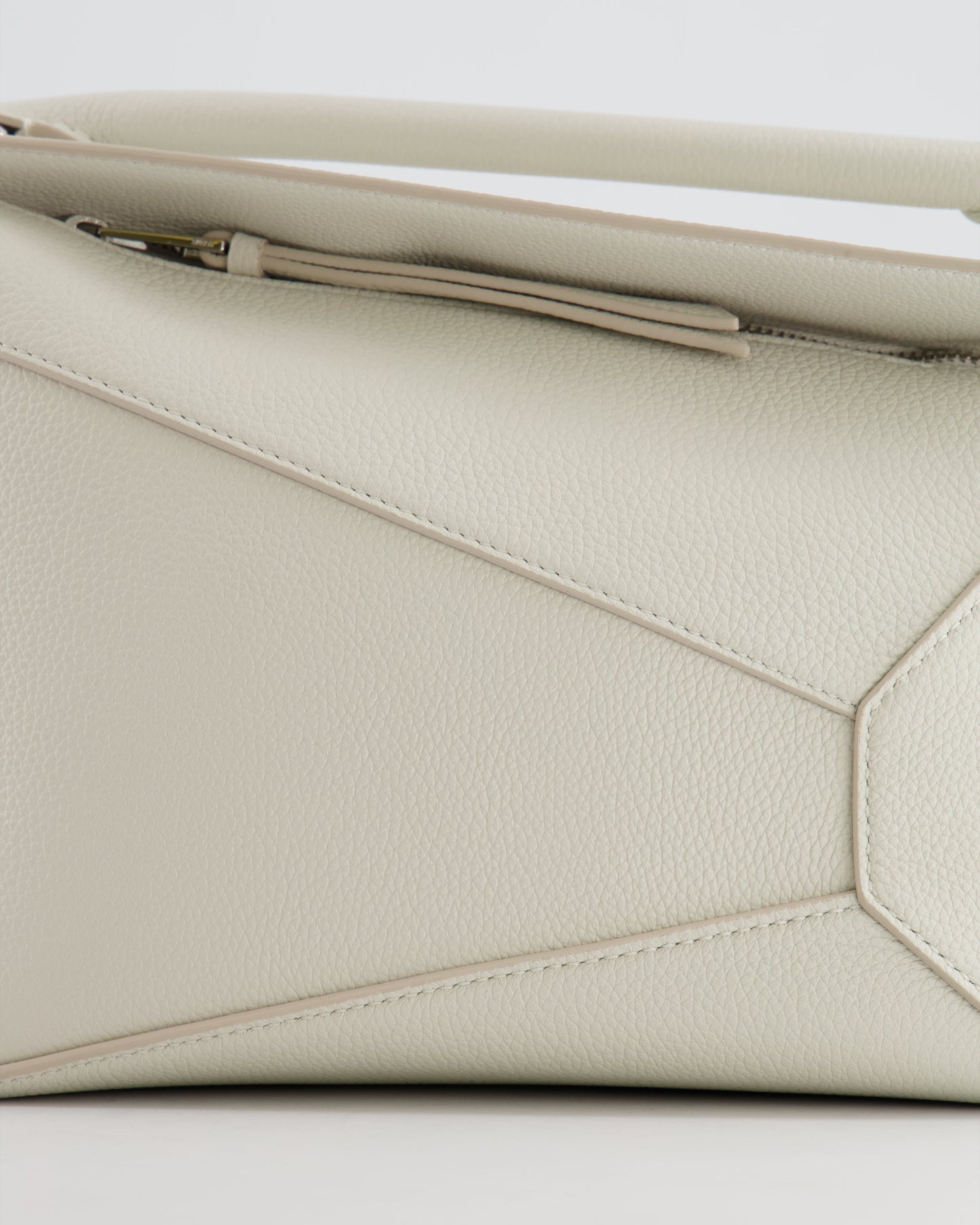 Loewe White Small Puzzle Edge Bag in Grained Calfskin Leather with Silver Hardware RRP £2,550