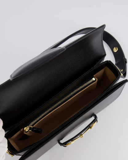 Gucci Horsebit 1955 Black Leather Medium Shoulder Bag with Gold Hardware RRP £2,650