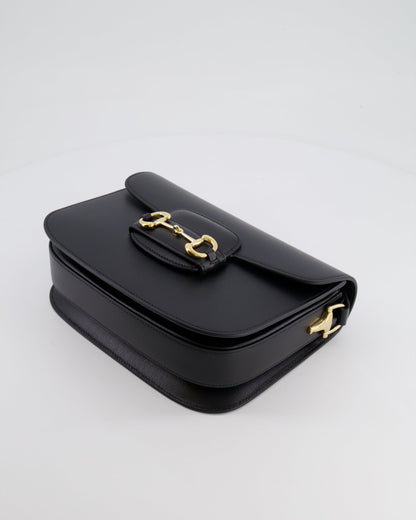 Gucci Horsebit 1955 Black Leather Medium Shoulder Bag with Gold Hardware RRP £2,650