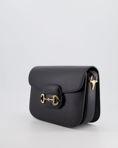 Gucci Horsebit 1955 Black Leather Medium Shoulder Bag with Gold Hardware RRP £2,650