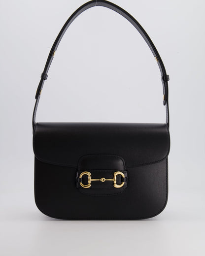 Gucci Horsebit 1955 Black Leather Medium Shoulder Bag with Gold Hardware RRP £2,650