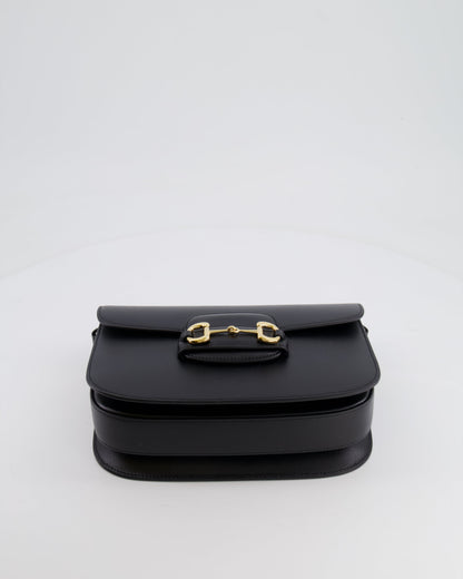 Gucci Horsebit 1955 Black Leather Medium Shoulder Bag with Gold Hardware RRP £2,650