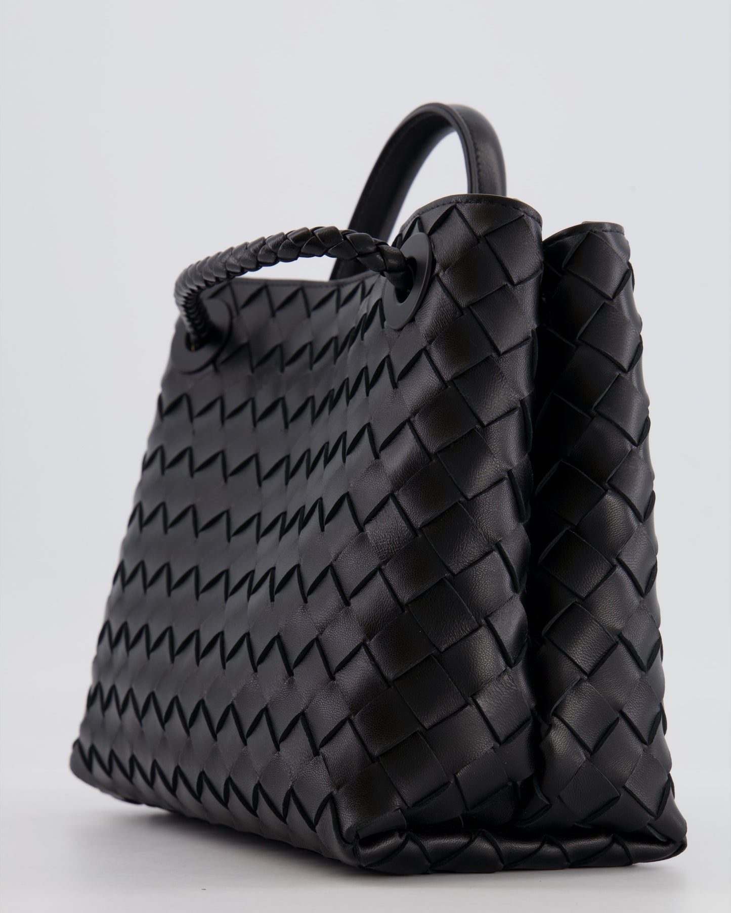 Bottega Veneta Small Andiamo Bag in Black Intrecciato Leather with Gold Hardware RRP £3,460