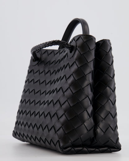 Bottega Veneta Small Andiamo Bag in Black Intrecciato Leather with Gold Hardware RRP £3,460