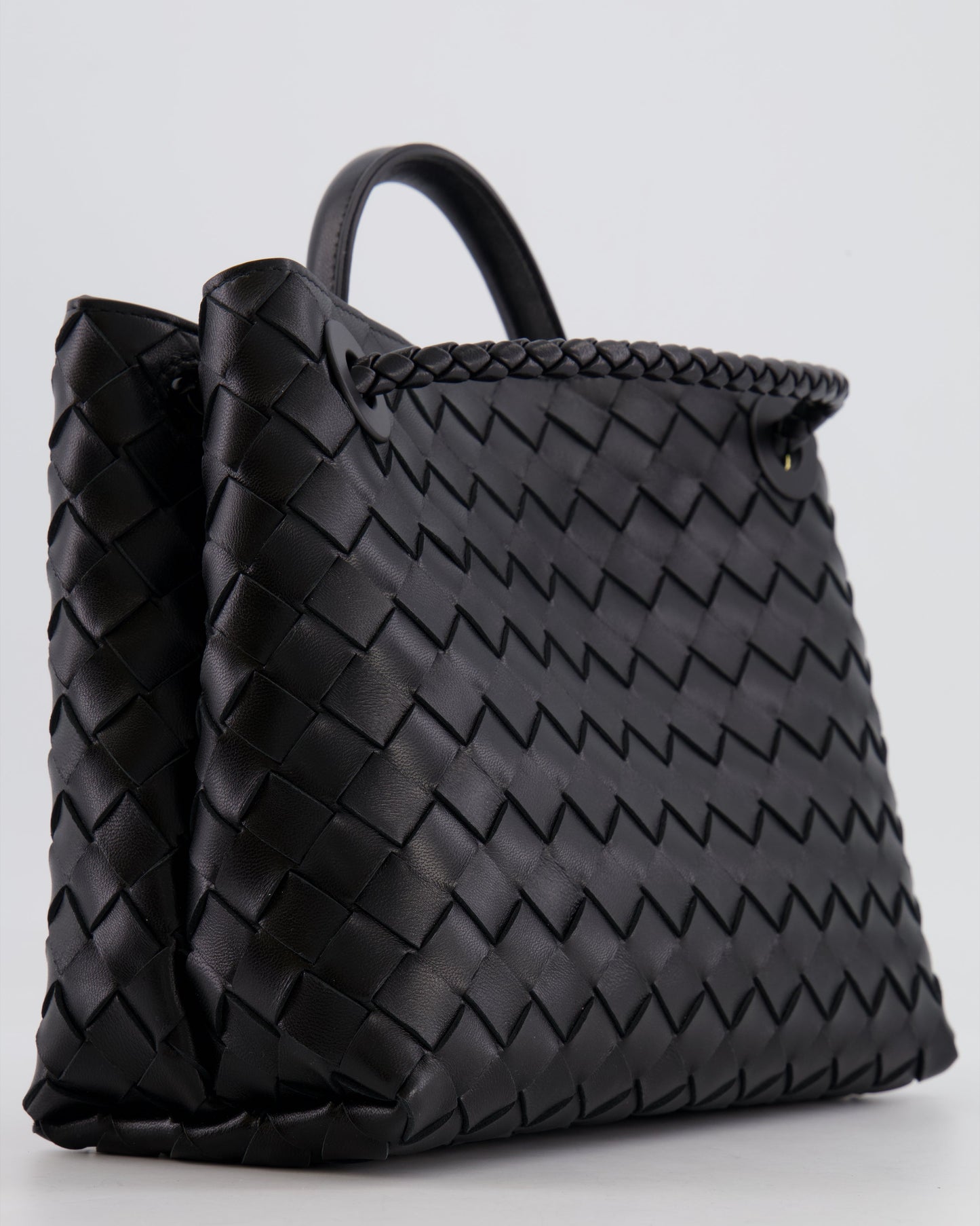 Bottega Veneta Small Andiamo Bag in Black Intrecciato Leather with Gold Hardware RRP £3,460