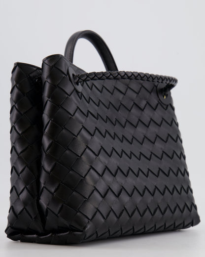 Bottega Veneta Small Andiamo Bag in Black Intrecciato Leather with Gold Hardware RRP £3,460