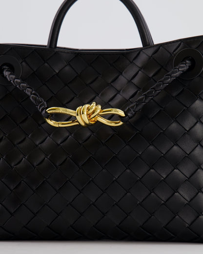 Bottega Veneta Small Andiamo Bag in Black Intrecciato Leather with Gold Hardware RRP £3,460
