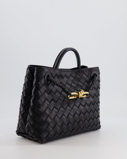 Bottega Veneta Small Andiamo Bag in Black Intrecciato Leather with Gold Hardware RRP £3,460