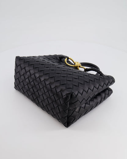 Bottega Veneta Small Andiamo Bag in Black Intrecciato Leather with Gold Hardware RRP £3,460