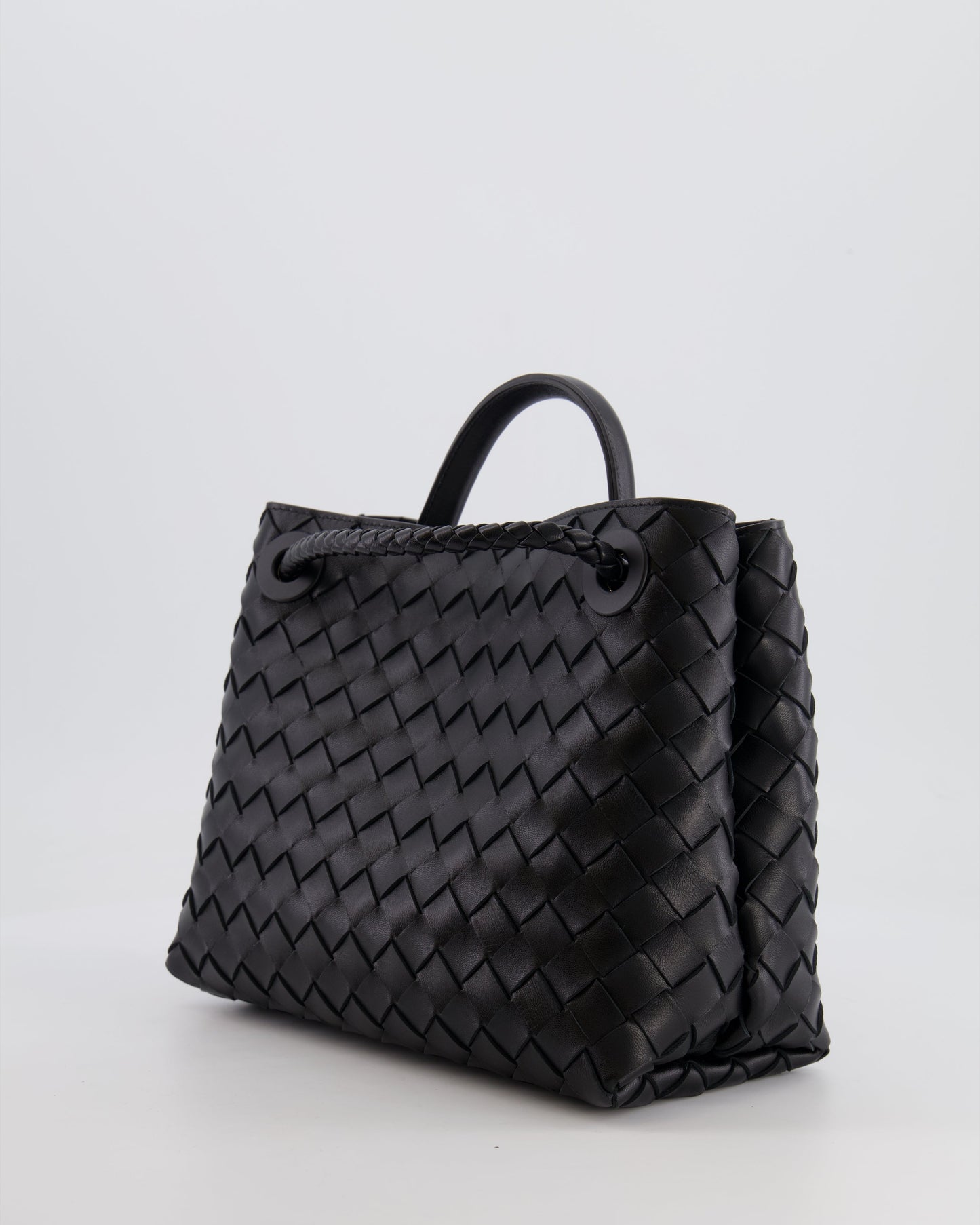 Bottega Veneta Small Andiamo Bag in Black Intrecciato Leather with Gold Hardware RRP £3,460
