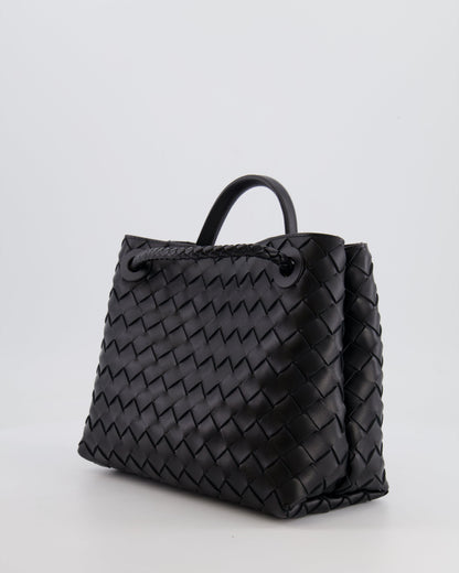 Bottega Veneta Small Andiamo Bag in Black Intrecciato Leather with Gold Hardware RRP £3,460