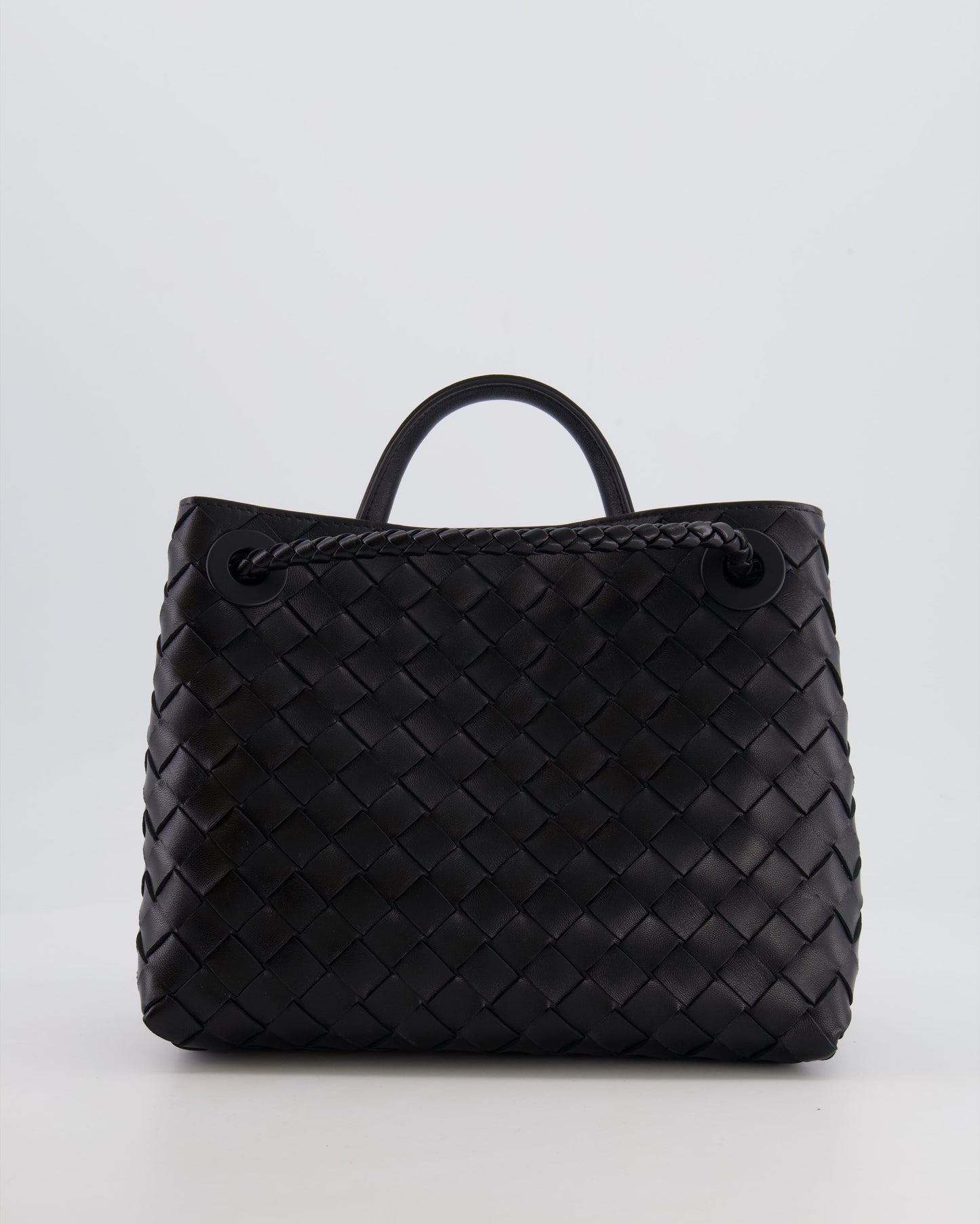 Bottega Veneta Small Andiamo Bag in Black Intrecciato Leather with Gold Hardware RRP £3,460
