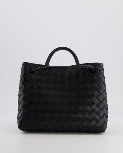 Bottega Veneta Small Andiamo Bag in Black Intrecciato Leather with Gold Hardware RRP £3,460