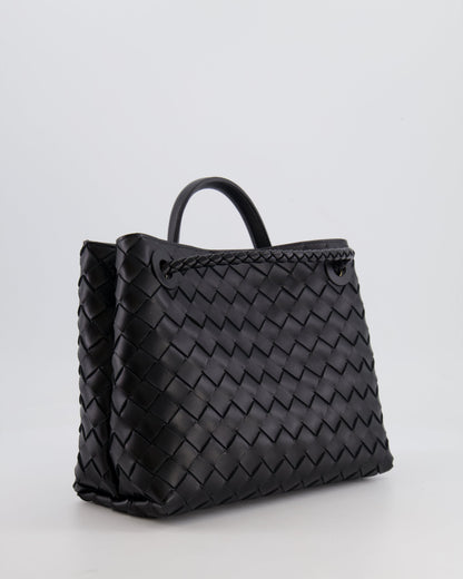 Bottega Veneta Small Andiamo Bag in Black Intrecciato Leather with Gold Hardware RRP £3,460
