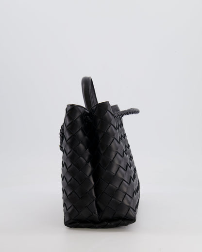 Bottega Veneta Small Andiamo Bag in Black Intrecciato Leather with Gold Hardware RRP £3,460