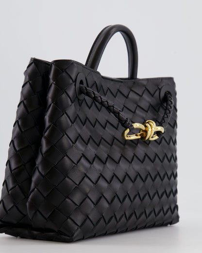 Bottega Veneta Small Andiamo Bag in Black Intrecciato Leather with Gold Hardware RRP £3,460