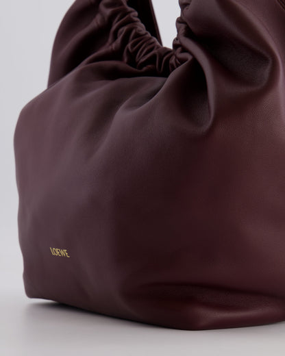*HOT* Loewe Dark Burgundy Medium Squeeze Bag in Nappa Lambskin Leather and Gold Hardware RRP £3,650