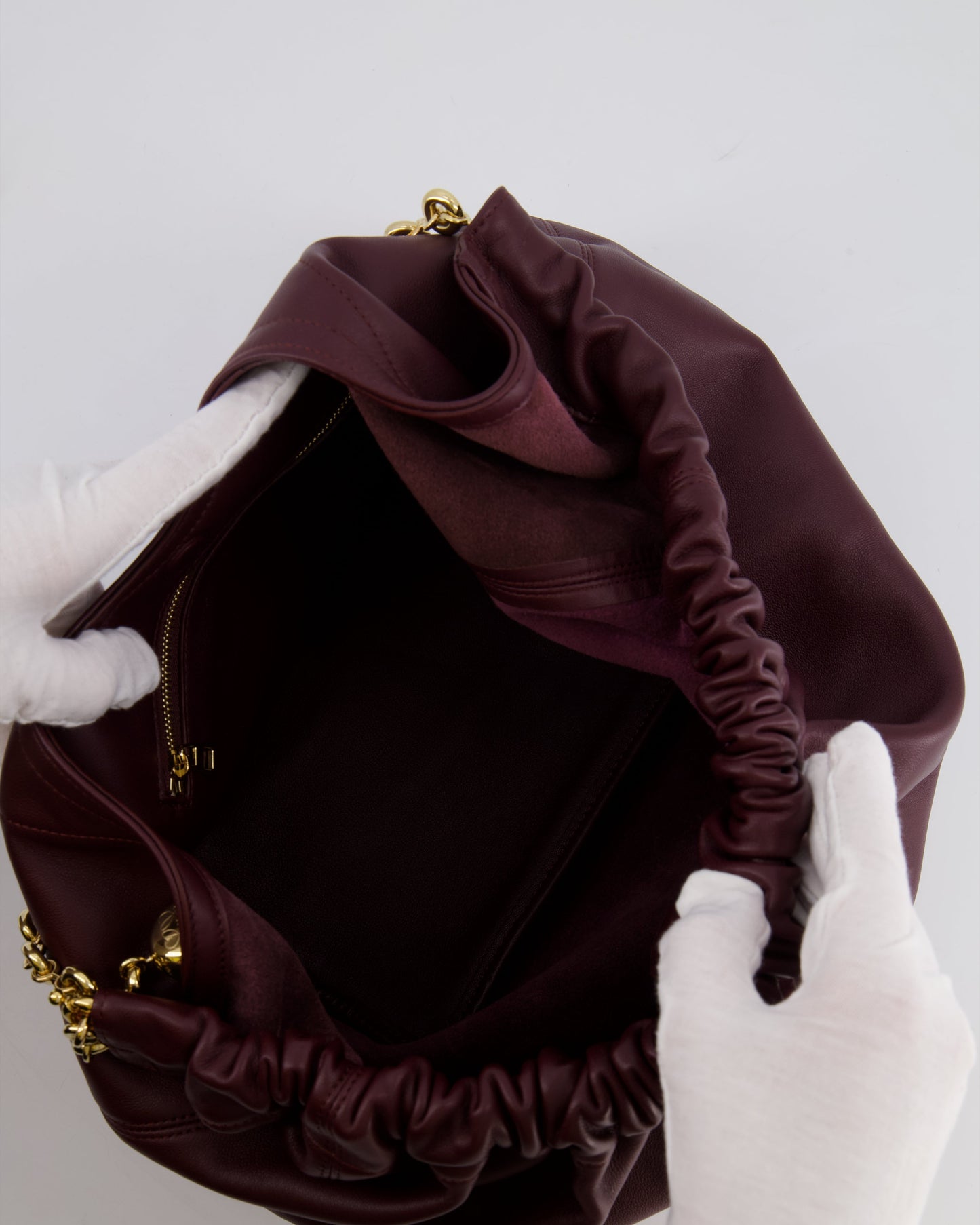 *HOT* Loewe Dark Burgundy Medium Squeeze Bag in Nappa Lambskin Leather and Gold Hardware RRP £3,650