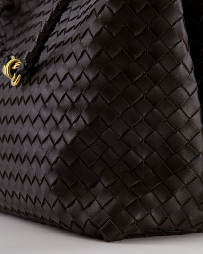 Bottega Veneta Fondant Andiamo Large Intrecciato Leather Top Handle Bag with Sliding Cross-Body and Gold Knot Hardware RRP £6,090