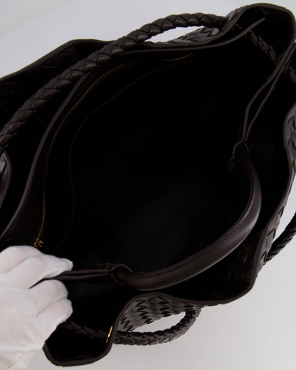 Bottega Veneta Fondant Andiamo Large Intrecciato Leather Top Handle Bag with Sliding Cross-Body and Gold Knot Hardware RRP £6,090