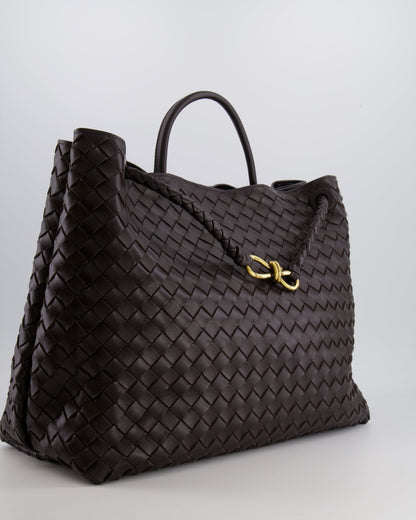 Bottega Veneta Fondant Andiamo Large Intrecciato Leather Top Handle Bag with Sliding Cross-Body and Gold Knot Hardware RRP £6,090