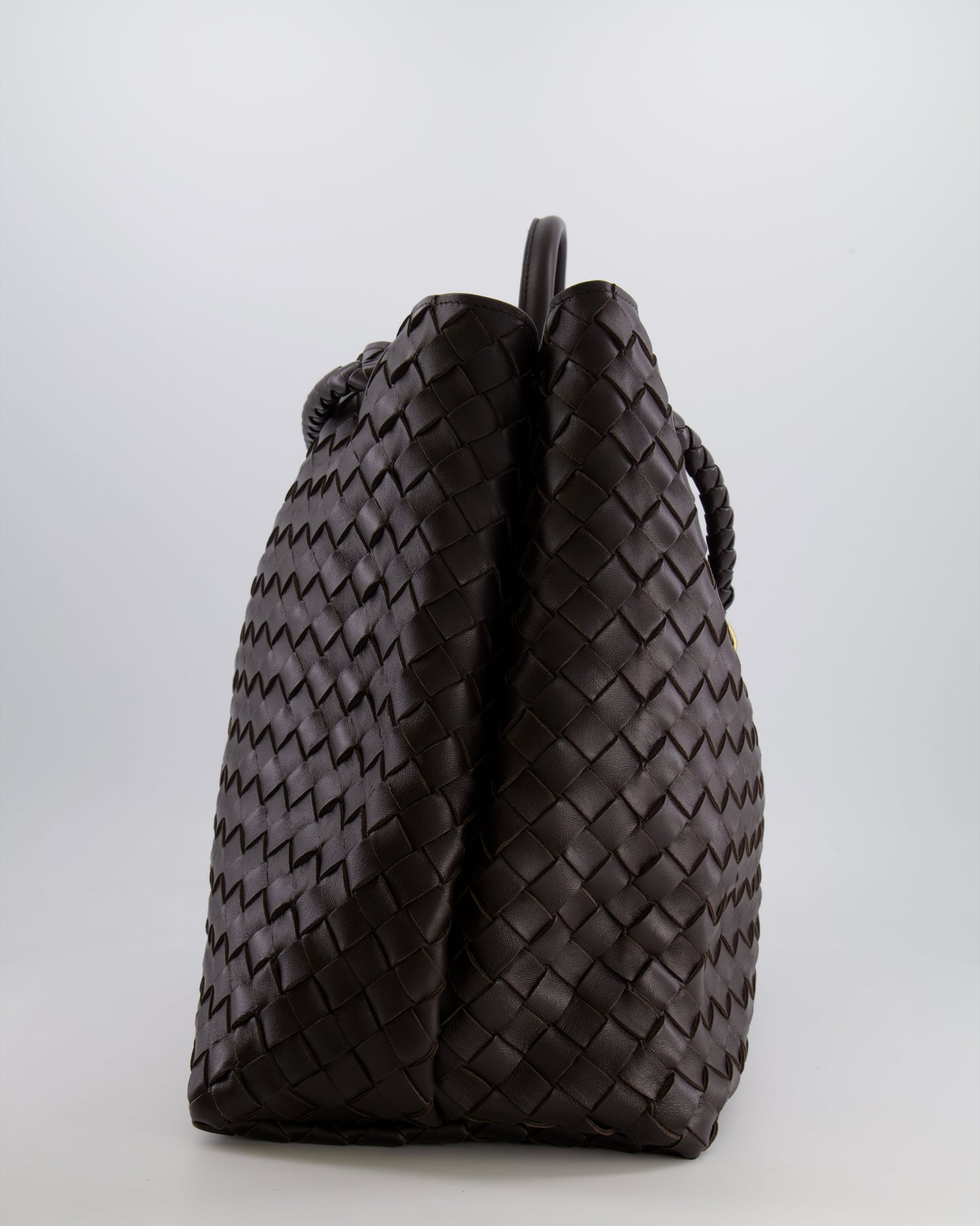 Bottega Veneta Fondant Andiamo Large Intrecciato Leather Top Handle Bag with Sliding Cross-Body and Gold Knot Hardware RRP £6,090