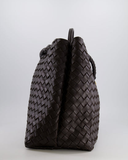 Bottega Veneta Fondant Andiamo Large Intrecciato Leather Top Handle Bag with Sliding Cross-Body and Gold Knot Hardware RRP £6,090