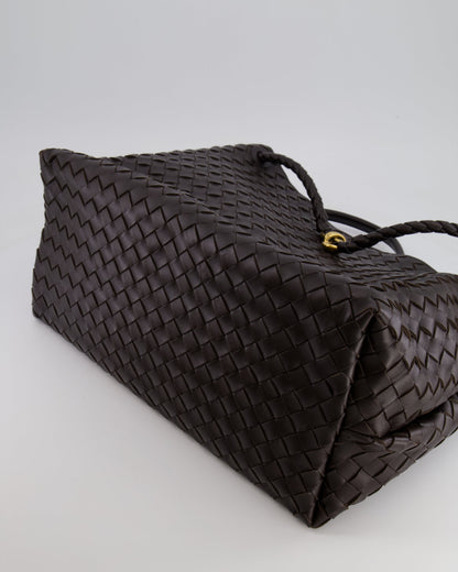 Bottega Veneta Fondant Andiamo Large Intrecciato Leather Top Handle Bag with Sliding Cross-Body and Gold Knot Hardware RRP £6,090