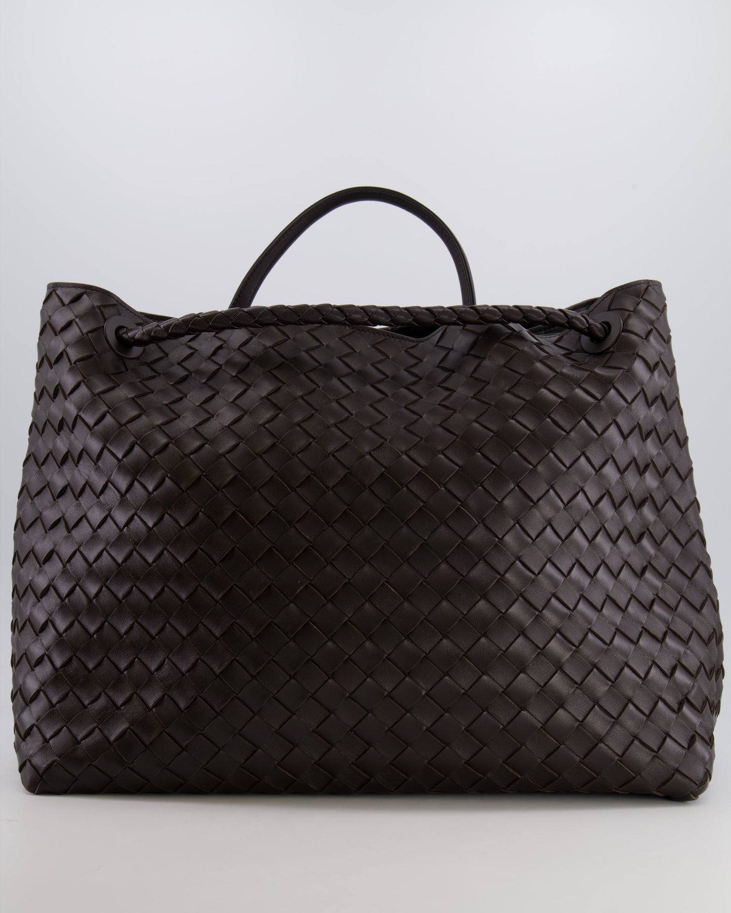 Bottega Veneta Fondant Andiamo Large Intrecciato Leather Top Handle Bag with Sliding Cross-Body and Gold Knot Hardware RRP £6,090