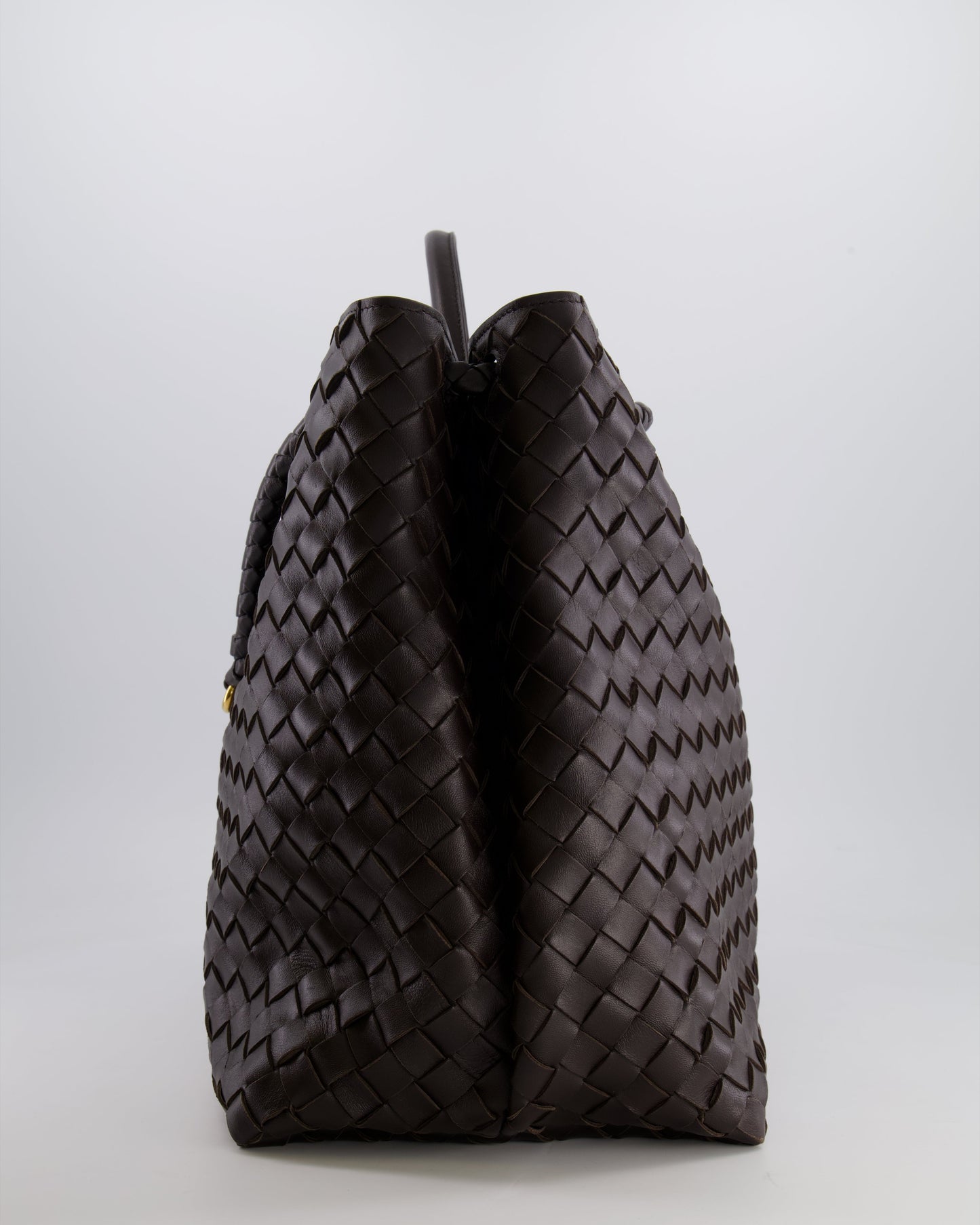 Bottega Veneta Fondant Andiamo Large Intrecciato Leather Top Handle Bag with Sliding Cross-Body and Gold Knot Hardware RRP £6,090