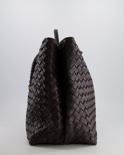 Bottega Veneta Fondant Andiamo Large Intrecciato Leather Top Handle Bag with Sliding Cross-Body and Gold Knot Hardware RRP £6,090