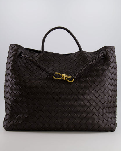 Bottega Veneta Fondant Andiamo Large Intrecciato Leather Top Handle Bag with Sliding Cross-Body and Gold Knot Hardware RRP £6,090