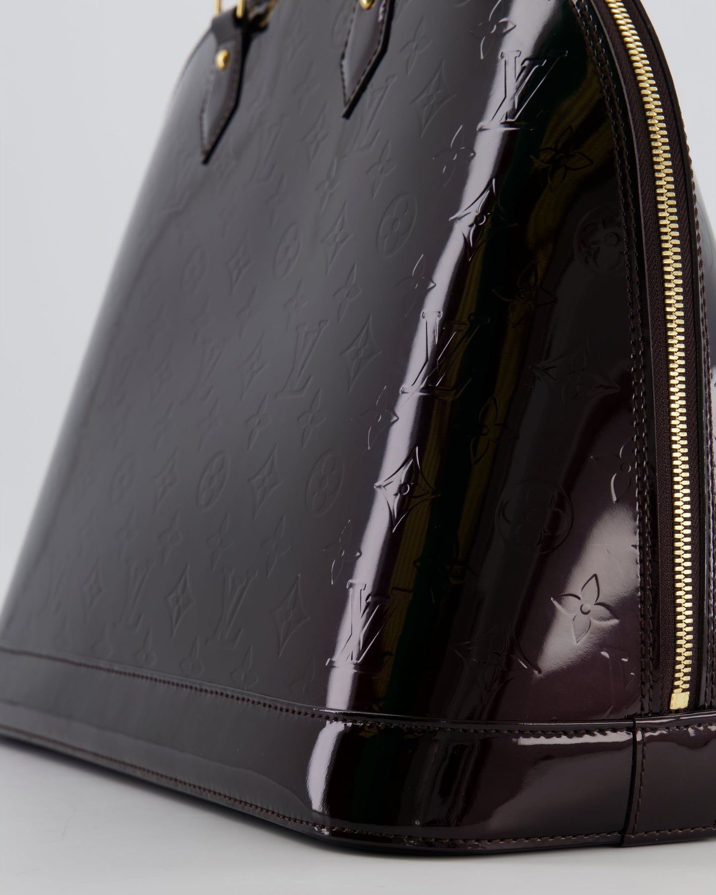 Louis Vuitton Alma Large Bag in Burgundy Monogram Patent Leather with Gold Hardware