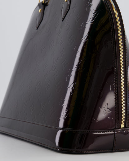 Louis Vuitton Alma Large Bag in Burgundy Monogram Patent Leather with Gold Hardware