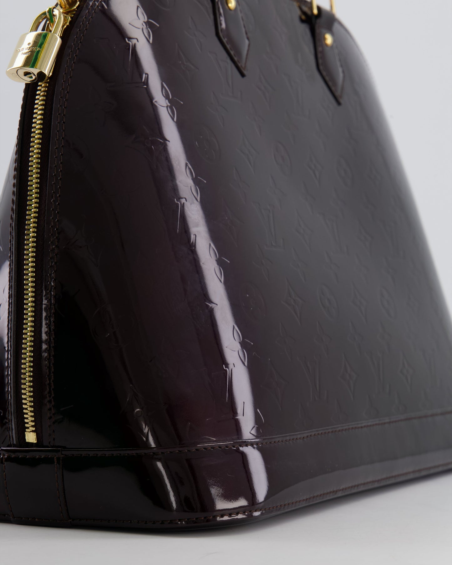 Louis Vuitton Alma Large Bag in Burgundy Monogram Patent Leather with Gold Hardware