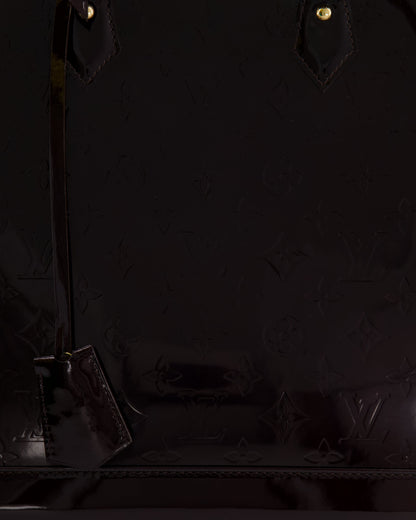 Louis Vuitton Alma Large Bag in Burgundy Monogram Patent Leather with Gold Hardware