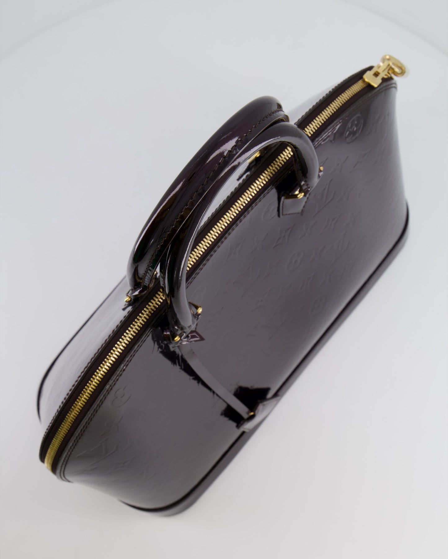 Louis Vuitton Alma Large Bag in Burgundy Monogram Patent Leather with Gold Hardware