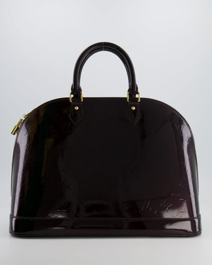 Louis Vuitton Alma Large Bag in Burgundy Monogram Patent Leather with Gold Hardware