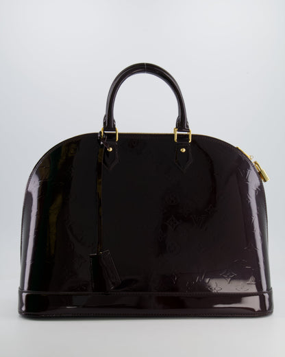Louis Vuitton Alma Large Bag in Burgundy Monogram Patent Leather with Gold Hardware