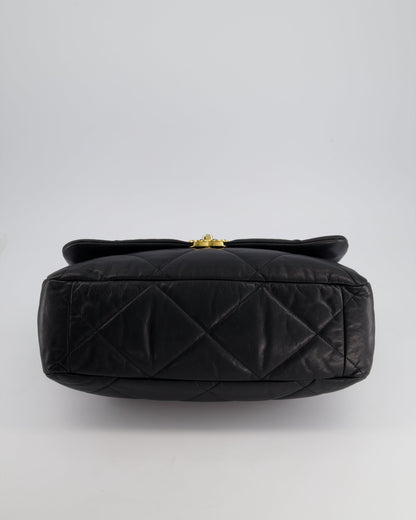 Chanel Black Maxi 19 Bag in Quilted Goatskin Leather with Mixed Hardware