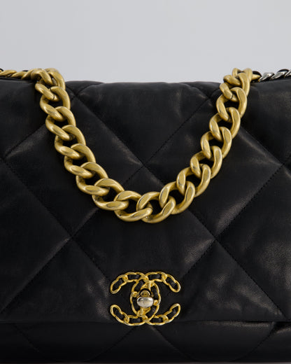 Chanel Black Maxi 19 Bag in Quilted Goatskin Leather with Mixed Hardware