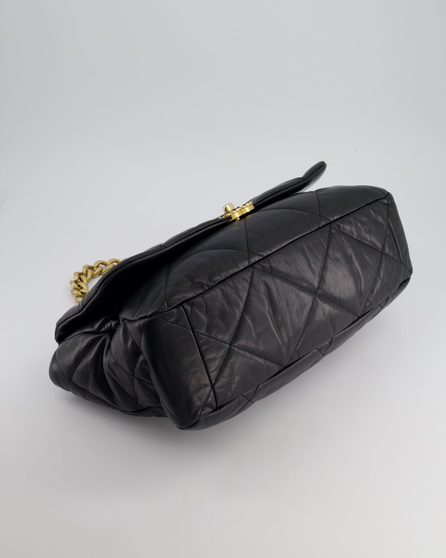 Chanel Black Maxi 19 Bag in Quilted Goatskin Leather with Mixed Hardware