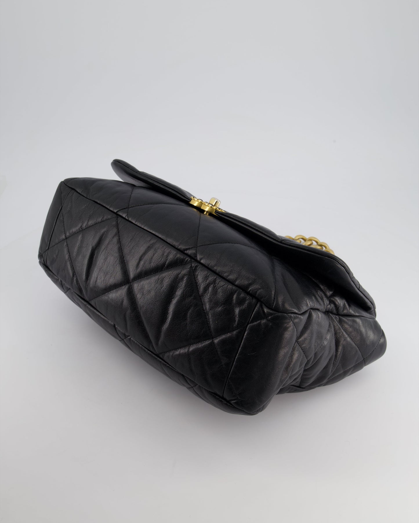Chanel Black Maxi 19 Bag in Quilted Goatskin Leather with Mixed Hardware